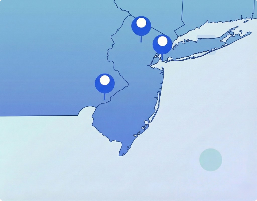 Map showing WITS service area: New Jersey, New York, and Philadelphia